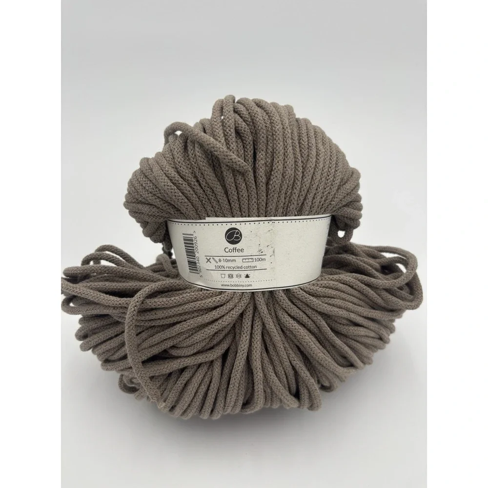 Bobbiny/5mm Premium Braided-Cotton Cord/100m/COFFEE/NEW